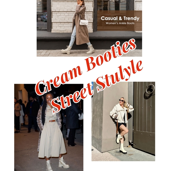 🍁🍂FALL MUST HAVE 🍂🍁Ivory Cream Bling Lug Sole Booties. Sz. 10M - Picture 7 of 10